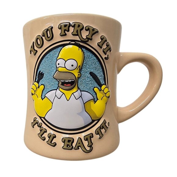 Homer Simpson You Fry It Ill Eat It 3D Ceramic Coffee Mug - Picture 1 of 7